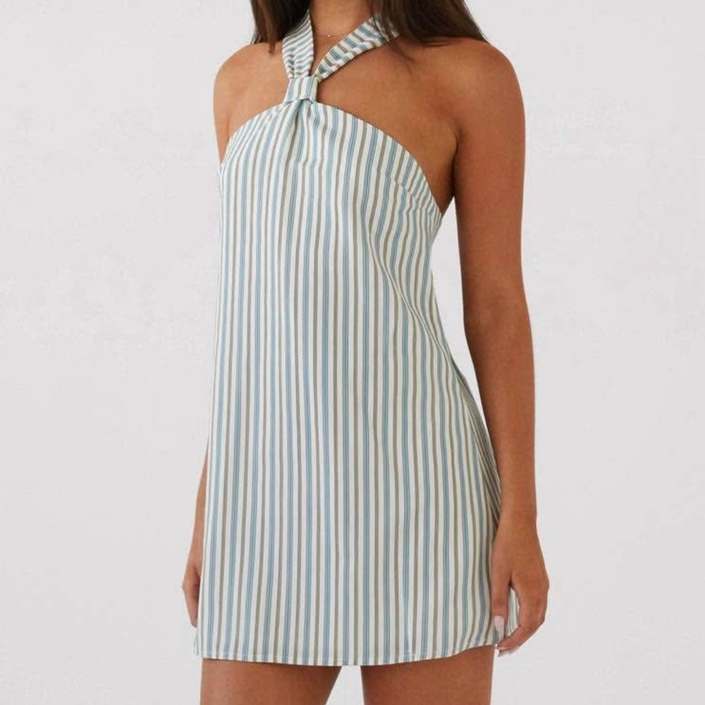 Peppermayo Strapless Blue and White Dress